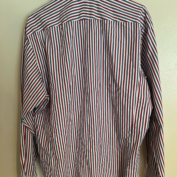PINK Thomas Pink 17 (43cm) Slim Fit Red Blue Stripe Button Down Shirt - Picture 2 of 3